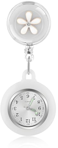 Taschenuhren für Damen, personalisiert Krankenschwester Taschenuhr, Taschenuhren Zeiger mit Leuchtend, Dehnbare Silikon Hülle Schwesternuhren, Ansteckuhr für Krankenschwestern Pflege und Ärzte