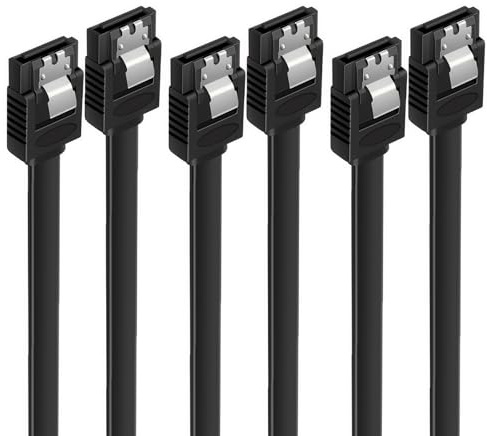 3 Stück 50cm SATA III Kabel Set, Câble SATA 3.0 Datenkabel 6 GBit/s Schwarz | Sata III Kabel Gerade mit Metall Clip Verriegelungsriegel HDD SSD Verbindungskabel Anschlusskabel 2 Gerade L-Type Stecker