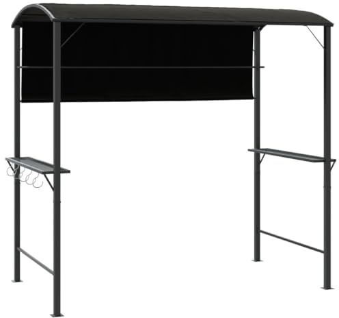 vidaXL Pavillon mit Dach Partyzelt Festzelt Gartenpavillon Terrassenpavillon Grillpavillon Metallrahmen Überdachung 220x110x200cm Anthrazit