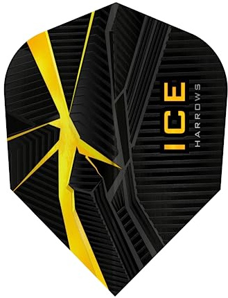 Harrows Ice Recut | 100 Mikron Dart Flights, 1 Set mit 3 Flights, Standard Nr. 6, Gelb