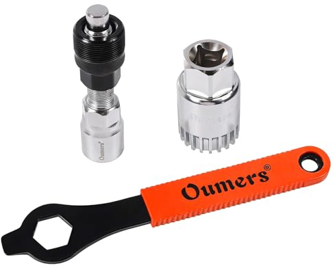 Oumers Kurbelabzieher Fahrrad, Tretlager Werkzeug und 16mm Schraubenschlüssel für Vierkantkurbeln