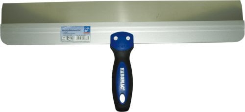 HAROMAC Flächen-Dekospachtel 500 mm – rostfreier Edelstahl Breitspachtel mit Softgriff & Alurücken – für Spachtelmasse, Putz, Trockenbau & Wandgestaltung, Fassadenspachtel, Flächenspachtel