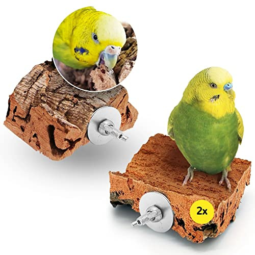 Vogelgaleria® 2 x Kork-Pickstein. Die leckere Alternative zum Kalkstein oder Sepia-Schale, Wellensittich Zubehör
