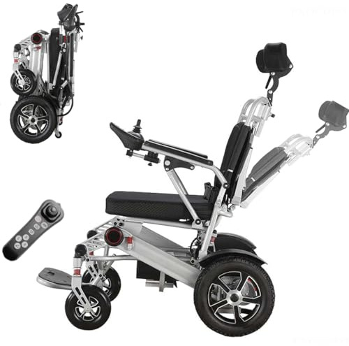 Ultraleichter Faltbarer Elektrischer Rollstuhl, Elektro-Rollstuhl mit Fernbedienung 120° verstellbare Rückenlehne, 30 km Reichweite, für ältere und behinderte Menschen, Li-Ion Battery 24V 20Ah