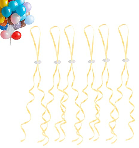 GoldRock Ballonverschlüsse Helium mit Schnur für Luftballons, 50 Stück Ballonband Gold, Luftballon Verschlüsse, Luftballon Schnüre, Schnur zum Luftballon Aufhängen für Hochzeitsfeier,Geburtstag,Party