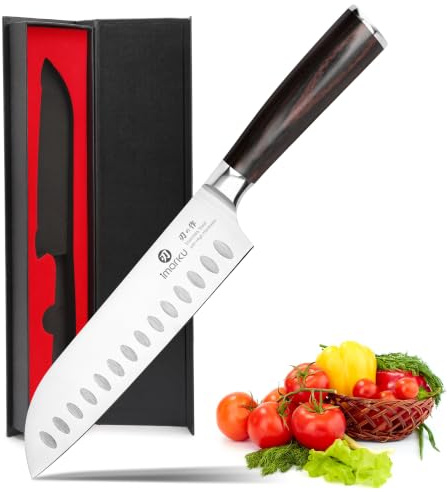 imarku Santoku Messer 17cm, Edelstahl Santokumesser für Präzise Schneiden | Küchenmesser spülmaschinengeeignet, mit rutschfestem Griff, ideal für die tägliche Küche und als Geschenk für Köche