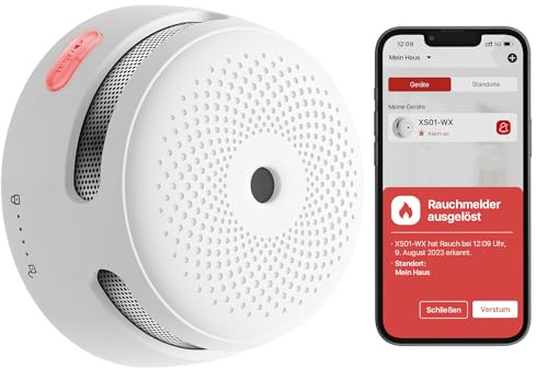 X-Sense Intelligenter Rauchwarnmelder mit photoelektrischem Sensor und austauschbarer Batterie, WLAN-Rauchmelder, App-Benachrichtigungen, XS01-WX, entspricht dem TÜV Rheinland & EN 14604, 1er Pack