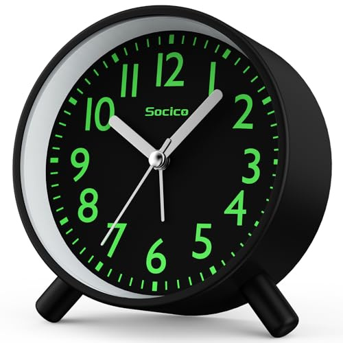 SOCICO Analoger Wecker Retro Metall Nachtlicht Schlummer Batterie Geschenk | Retro Metall, batteriebetrieben, Nachtlicht, Schlummerfunktion. Geschenk fur Kinder, perfekt fur Büro, Zuhause, Reise