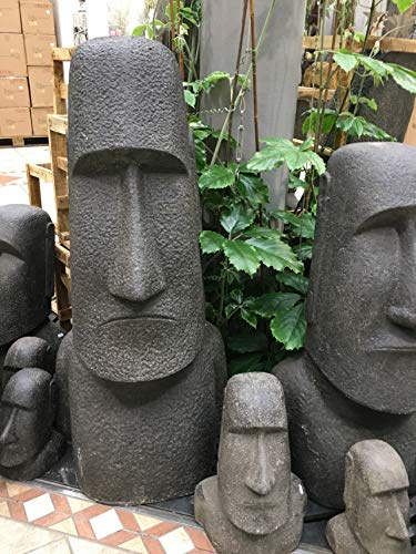 Möbel Peters Moai Kopf Steinguss 150cm Outdoor Garten Gartenskulpturen Stein Guss
