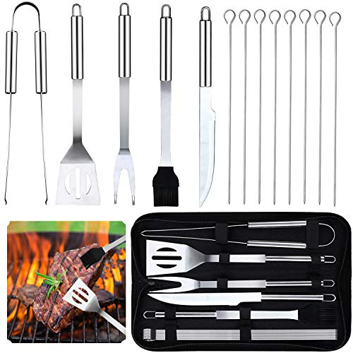 Grillbesteck Set - 13 Stücke Grillzubehör Grillwerkzeug Grillset BBQ Grill Zubehör Grillbesteck Edelstahl Set mit Geschenkpaket für Männer Geschenk für Camping Outdoor Picknick Familien Garten Party