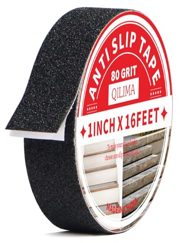 QILIMA Antirutsch Klebeband Streifen mit Selbstklebend, 2.5cm x 5m Treppe Stufen Band Kleber Rutschfest Klebeband, Hohe Traktion Pad für Bodenbelag innen- und Außenbereich, Schwarz