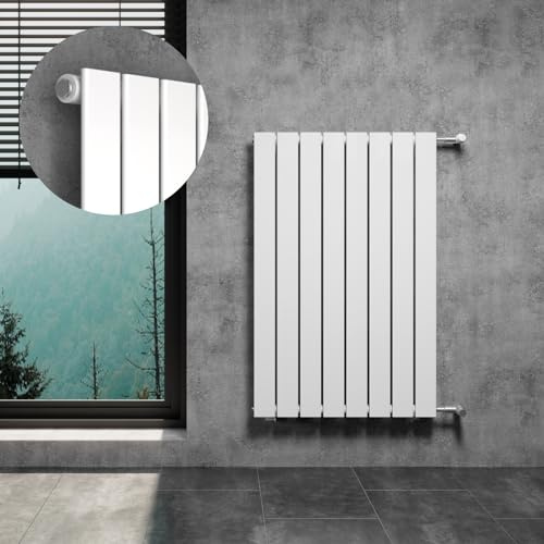 WITEN&NOCK Flach Paneelheizkörper Weiß 600 x 950 mm Einlagig, 623 Watt | POSTA Designheizkörper mit Seitenanschluss Austauschheizkörper Nabenabstand 900 mm inkl. Montageset