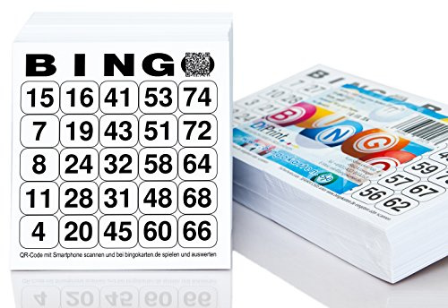 DiPrint 500 Bingokarten/Bingolose System 25 aus 75 (10,5 x 11 cm) | Ideal für Vereinsfeiern, Seniorenrunden und gesellige Bingoabende