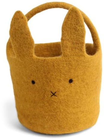 Én Gry & Sif Osterkorb Häschen I Osternest zum Befüllen oder als Osterdeko, Hand-Made, fair-Trade, gelbes Osterkörbchen aus Filz, ideal für Kinder