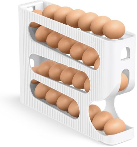 Sotfamily Eier Aufbewahrung Kühlschrank, Eierhalter FIFO für 28 Eier | Automatisches Rollen Eierhalter für Kühlschrank, Platzsparender Eier Organizer / Aufbewahrungsbox / Behälter