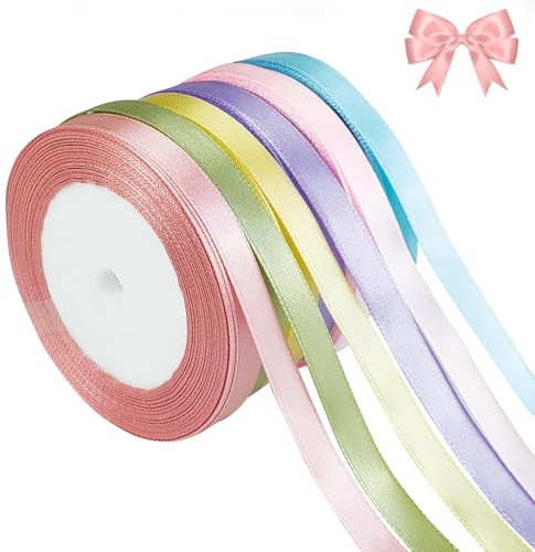qingmeng 132m Geschenkband,10mm Schleifenband Bunt,Satinband Geschenkband Breit Stoff Set Seidenbänder Geschenkbänder Pastell Stoffband Dekoband Bänder zum Basteln für Hochzeit Dekoration Verpacken