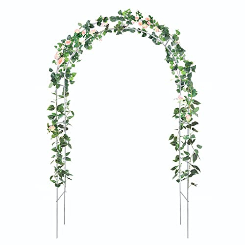 ATR ART TO REAL Rosenbogen Metall Stabil, Garten Bogen Kletterpflanzen Rosenbogen Halbbogen Für Kletterpflanzen, Rose, Pergola, freie Montage in 2-Größen,Weiß