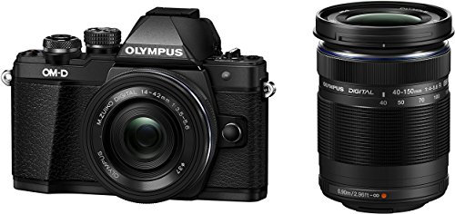 Olympus OM-D E-M10 Mark II Kit, Micro Four Thirds Systemkamera (16 Megapixel, 5-Achsen Bildstabilisator, elektronischer Sucher) + M.Zuiko 14-42mm EZ Zoomobjektiv + M.Zuiko 40-150mm Telezoom, schwarz