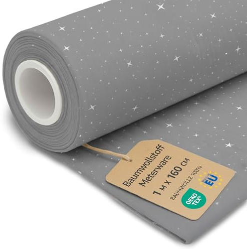 Stoff Meterware Baumwollstoff 1 M x 160 cm - Stoffe zum nähen aus reine baumwolle fabric futterstoff dekostoff für patchwork canvas und sewing nähstoff Oeko-Tex Galaxie
