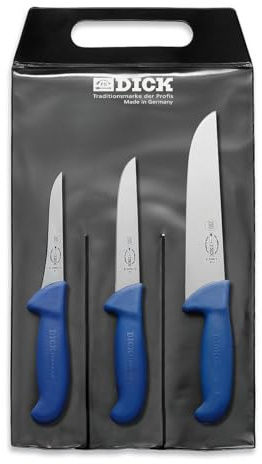 F. DICK Messer Set ErgoGrip 3-teilig (Ausbeinmesser 13 cm „schmal“, A. Messer 15 cm „breit“, Blockmesser 21 cm, HRC 56°) 82559000