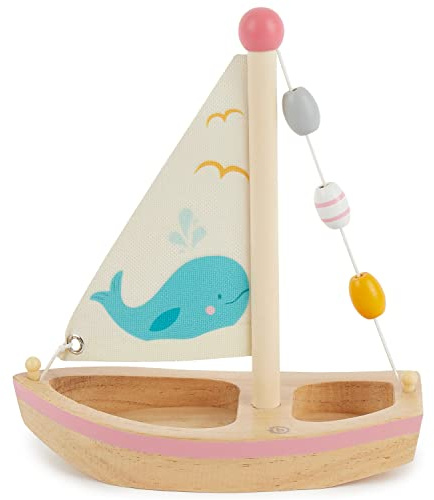 Bieco Holz Schiff für Kinder - Segelboot Spielzeug Boot Wasser - Kinderspielzeug für Kleinkinder - Sandkasten Deko