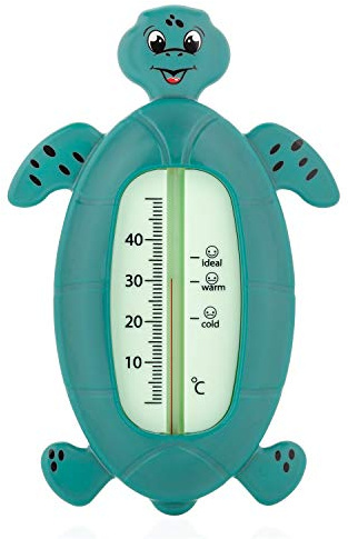 reer Baby-Badethermometer Schildkröte | niedliches Tiermotiv, kindersicheres Bade-Thermometer, Optimale Badetemperatur, quecksilberfrei, Thermometer mit hohem Messbereich und übersichtlicher Skala