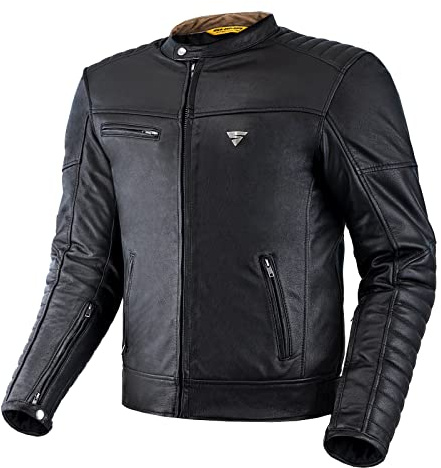 SHIMA WINCHESTER 2.0 Motorradjacke Herren | Klassische Biker-Lederjacke mit CE Rücken, Schulter und Ellbogen Protektoren, verstärkte Doppelnähte (Schwarz, XL)