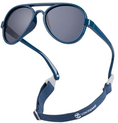 COCOSAND Babysonnenbrille mit Band, Polarisierte Pilotbrille UV400 für Säuglinge Kleinkinder Jungen Mädchen im Alter von 0-24 Monaten