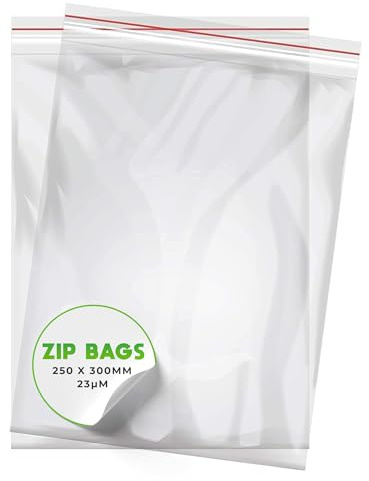 V1 TRADE Zip Beutel Set 100 Stück 250 x 300 mm - Baggys - Robuste Druckverschlussbeutel - Wiederverschließbare Beutel zu Einer Besseren Organisation - Plastikbeutel Verschließbar