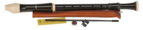 Aulos C-Tenor Blockflöte Robin 211A - barocke Griffweise, mit Doppellöcher | dunkelbraun / elfenbeinfarbig - mit Tasche, Wischerstab, Fettdose, Grifftabelle - abnehmbare Daumenstütze - 3-teilig