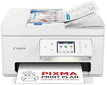 Canon PIXMA TS7750i Multifunktionsdrucker 4in1 (Tintenstrahl,Drucken, Kopieren, Scannen,Faxen, A4, 6,7 cm Touch, WLAN, 35 Blatt ADF, 2 Papierzuführungen, kompatibel mit Pixma Print Plan "Abo") Weiß