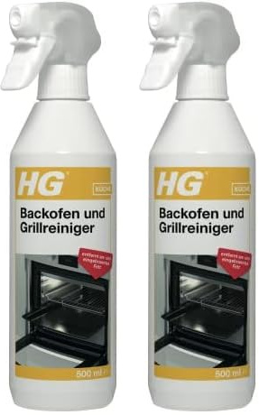 HG Backofen und Grillreiniger, kräfitger Ofenreiniger entfernt eingebrannte Speisen und eingebranntes Fett und wirkt super schnell, (500 ml) - 138050105 (Packung mit 2)