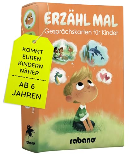 Rabano Erzählkarten Kinder | Plauderkarten Kinder | 150 kindgerechte Fragen | Kindgerechte Fragen I Stärkung der Eltern-Kind-Beziehung I Lernspiel & Geschenk für Mädchen & Junge I Spiele ab 6,7,8,9 Jahre
