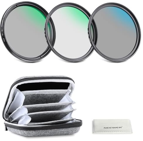 NEEWER 67mm UV/CPL/ND Objektivfilter Kit mit Hartschalenkoffer, mehrfach vergütetes optisches Glas & Aluminiumrahmen,UV + Zirkularpolarisator (CPL) + Neutraldichte (ND4) Filter für 67mm Kameraobjektiv
