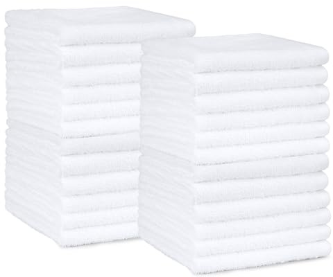 Amazon Basics Waschlappen aus 100% Baumwolle, 30cm x 30cm, Weiß, 24er-Pack