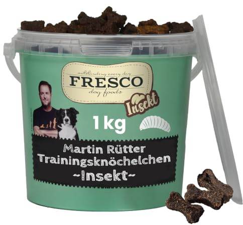FRESCO Dog Martin Rütter Trainingsknöchelchen Insekt 1kg | Hundeleckerli | Hypoallergen & getreidefrei | Gesunde Hunde Leckerlis fürs Hundetraining | Geruchs- & fettarm | Für kleine & große Hunde