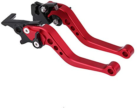 Motorrad Kupplungsbremshebel 1 Paar Universal CNC Aluminiumlegierung Motorrad Kupplungshebel Trommel Bremshebel Griff (Rot)