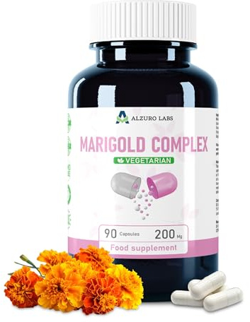 Alzuro Labs Lutein 40mg + Zeaxanthin 8mg | Augen-Nahrungsergänzung | 90 vegane Kapseln | Tagetes-Extrakt 100:1 mit Vitamin A, Vitamin C & Zink | Von Dritten Laborgeprüft