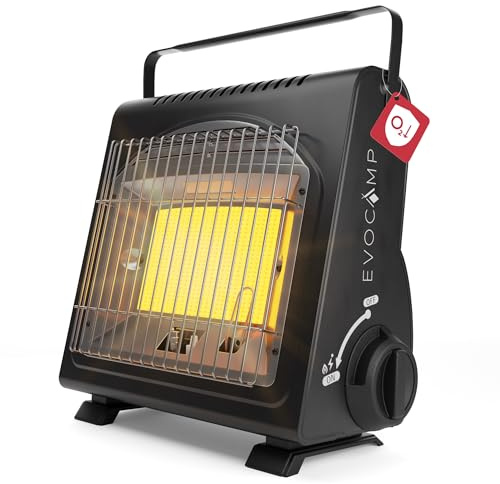 EVOCAMP Tragbare Gasheizung, Camping Heizung 1,7 kW, multifunktionale Keramikheizung, perfekte Gasheizung für den Outdoor-Einsatz mit ODS (Sauerstoffmangelsicherung), Heizstrahler, Zeltheizung