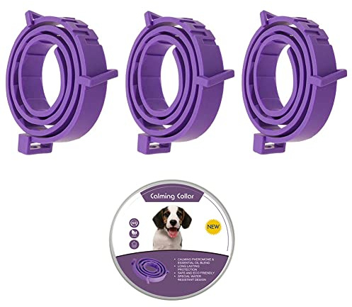 Beruhigungshalsband für Hunde und Katzen, Anti-Angst-Halsband mit Einstellbarer Größe, natürliches, sicheres, wasserdichtes Beruhigungsmittel für Katzen und Hunde, 3er-Pack (Groß)