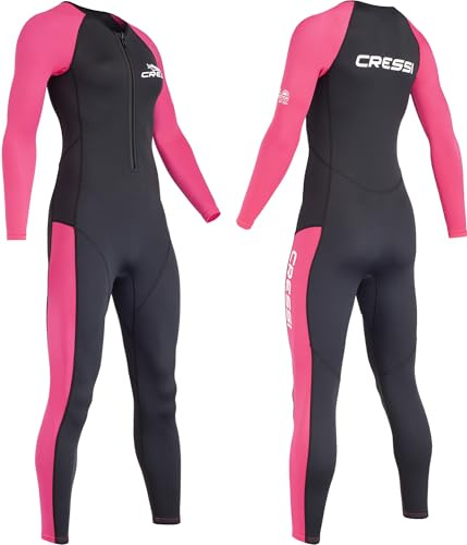 Cressi Wahoo Lady Monopiece Wetsuit Black/Pink 2mm XL/5-Einteiliger Neoprenanzug Damen aus 1,5/2 mm Soft Neopren Elastan zum Schnorcheln, Schwimmen Aktivitäten im Wasser, Schwarz/Rosa, XL/5