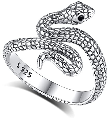 AEONSLOVE Ring Silber 925 Damen, Schlange Verstellbarer Ring für Frauen, Offener Ringe Vintage