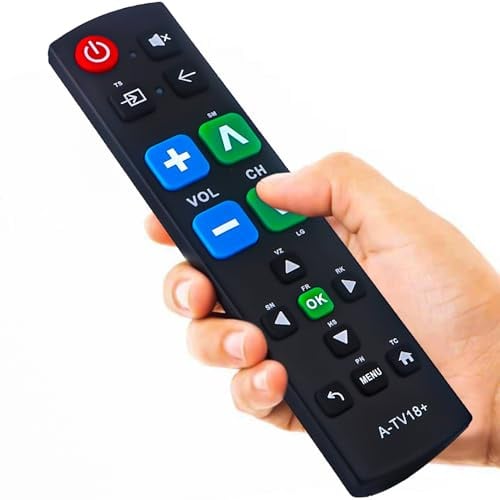 Universal Fernbedienung mit Großen Tasten für Senioren, Einfach zu Bedienende Großtasten Fernbedienung für Sehbehinderte, Kompatibel mit Samsung, LG, Sony, Panasonic, Sharp, Toshiba, Philips TVs