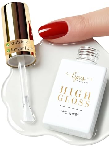 High Gloss Top Coat UV GLANZ Versiegler für Nägel 10 ML · Quick Finish ohne Schwitzschicht + kein Vergilben + wochenlanger Glanz wie an Tag 1 · Lynis-Nailshop.de