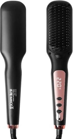 BelonLink Glättbürste Haarglätterbürste Verbrühungsschutz, Haarglätter Bürste, Sicher Tragbare Glättungsbürste, 6 Temp Einstellungen, Gleichmäßige Hitze, LED-Anzeige, Professionelles Haarwerkzeug