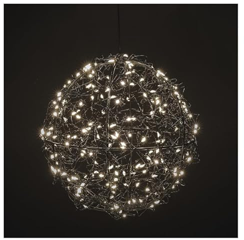 EMOS – LED-Drahtkugel mit 200 LEDs, warmweiß, Funkeln-Effekt – runde Dekoration zum Aufhängen & Aufstellen – 5 m Kabel inkl. Netzteil – Ø 20 cm Leuchtkugel für Haus und Garten – schwarz