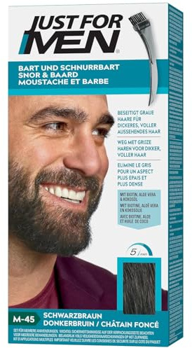 Just for men for Men Moustache and Beard Black Brown Colour, Eliminates Grey for a Thicker and Fuller Look M45