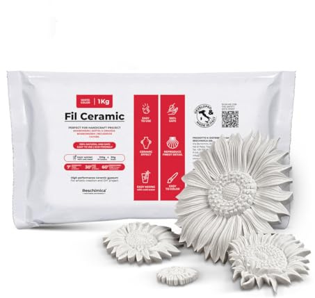 Gießpulver weiß Premium – Gips zum Gießen ungiftig & geruchlos – Giesspulver weiss für Silikonformen – Hochwertiger Keramikgips für Hobby, DIY & kreative Projekte - FIL CERAMIC (1 kg)