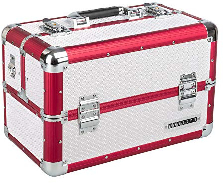 anndora Beauty Case Kosmetikkoffer - Stilvoller Schmuckkoffer, Schminkkoffer mit robustem Aluminiumrahmen, Nähkoffer, Verstellbare Fächer, für Make-up, Schmuck & Zubehör, mit Schlüssel abschließbar