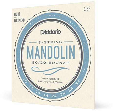 D'Addario EJ62 D`Addario Saiten Satz für Mandoline (80/20 Bronze, Light, 10-34)